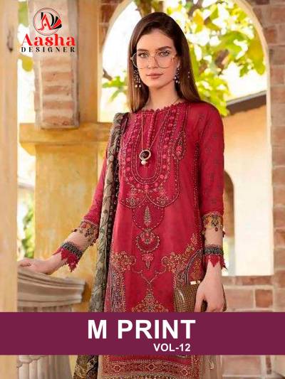 AASHA DESIGNER M PRINT VOL-12 1075 DESIGNER SALWAR SUIT WHOLESALER IN SURAT